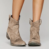 Bottes Santiag Femme en Daim Bout Rond
