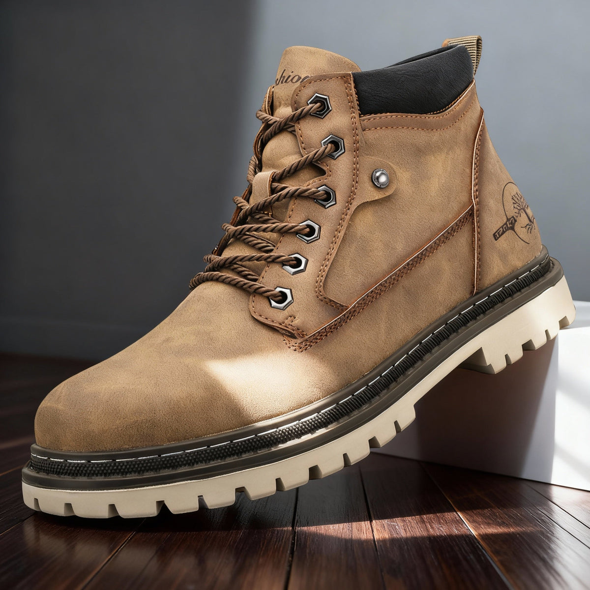 Bottines à lacets confort antidérapantes - Kaki