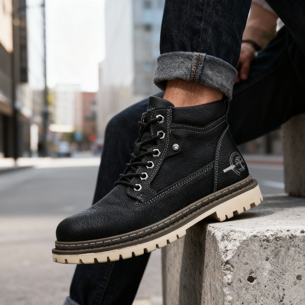Bottines à lacets confort antidérapantes