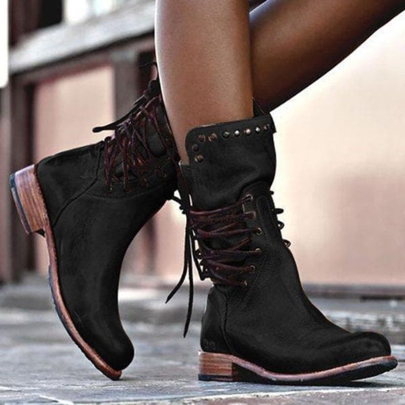 Bottines à Lacets Femme en Daim Talon Bloc