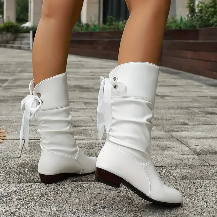Bottines à Lacets Femme en Cuir Talon Bloc