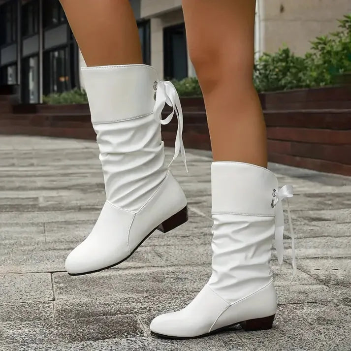 Bottines à Lacets Femme en Cuir Talon Bloc