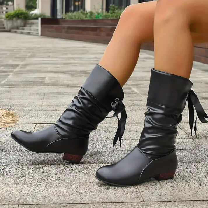 Bottines à Lacets Femme en Cuir Talon Bloc
