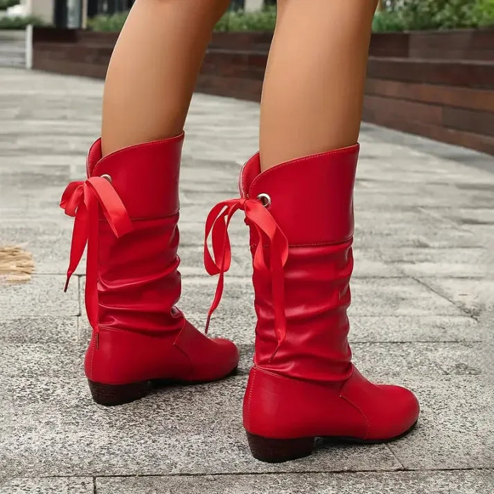 Bottines à Lacets Femme en Cuir Talon Bloc