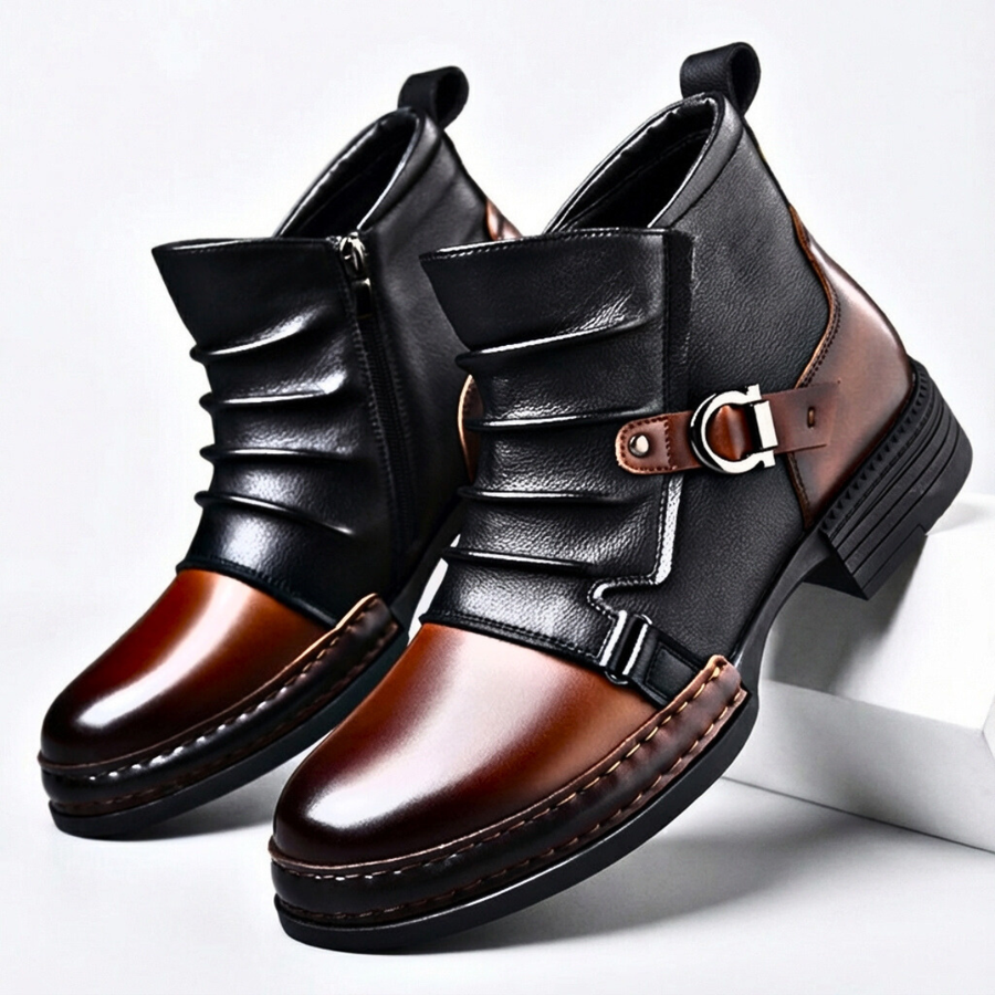 Bottines Boucle Homme Cuir Synthétique Fermeture Éclair