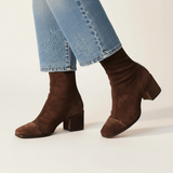 Bottines Bout Carré Femme Talon Bloc Suédine