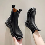 Bottines Chelsea Femme Semelle Crantée - Noir