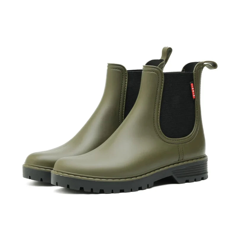 Bottines Chelsea Imperméables Femme - Vert Militaire