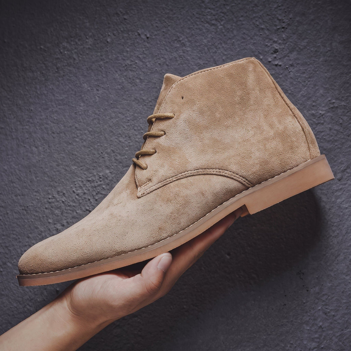 Bottines Chukka Homme en Daim à Lacets Bout Pointu - Kaki