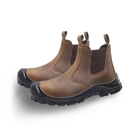 Bottines de sécurité orthopédiques en cuir - Marron