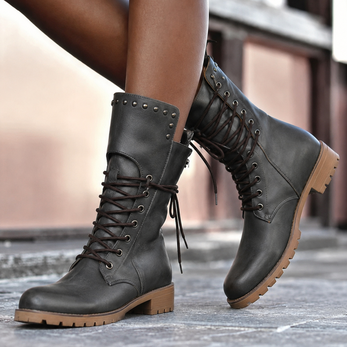 Bottines en cuir femme tige mi-mollet