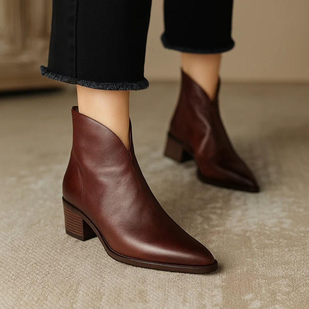 Bottines Femme Cuir Souple Confort - Marron