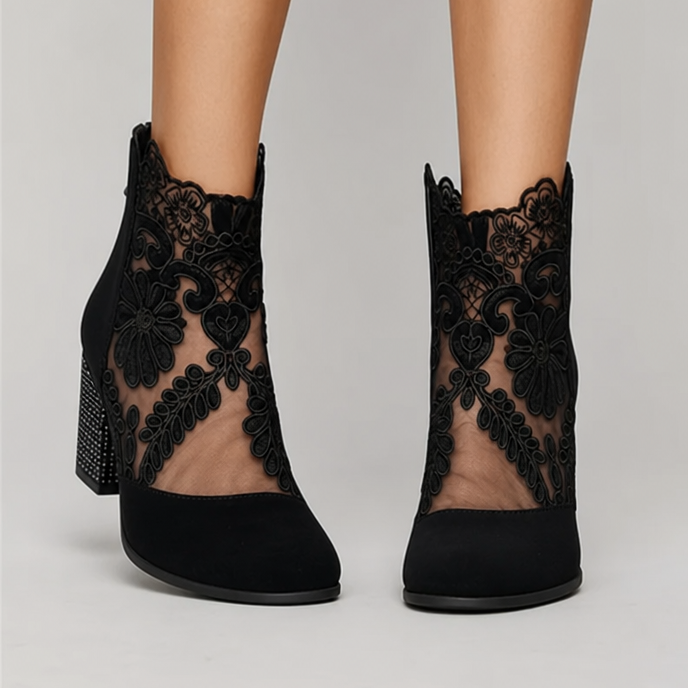Ariane - Bottines Dentelle Talon Bloc