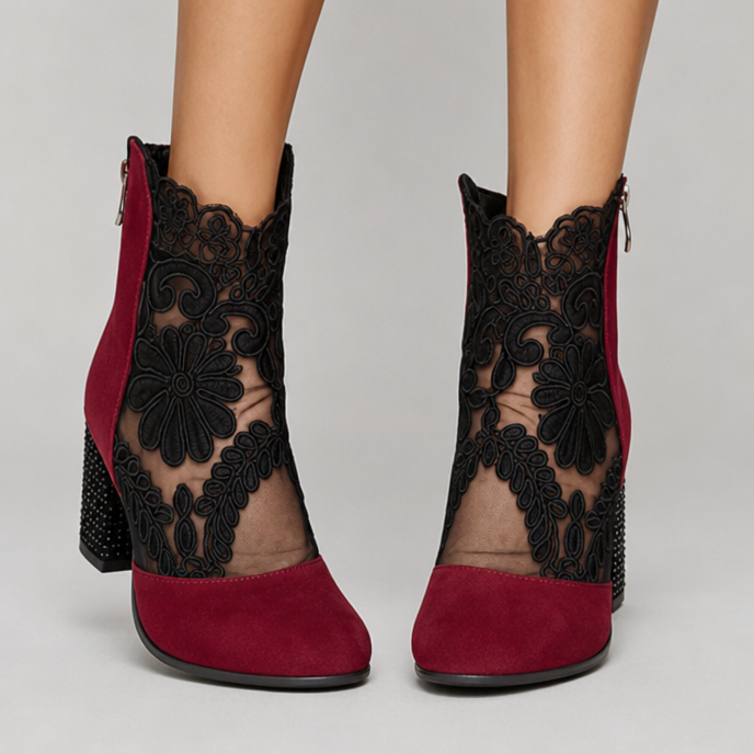 Ariane - Bottines Dentelle Talon Bloc