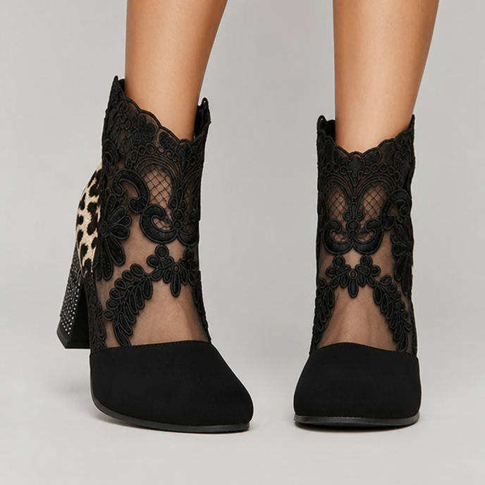 Ariane - Bottines Dentelle Talon Bloc