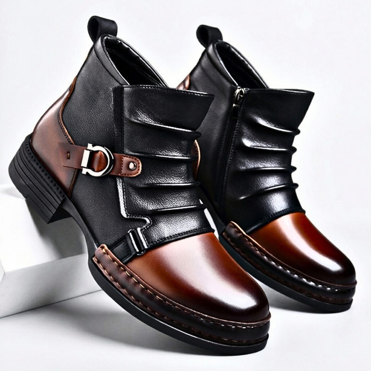 Alexandre - Bottines Boucle Zip Latéral