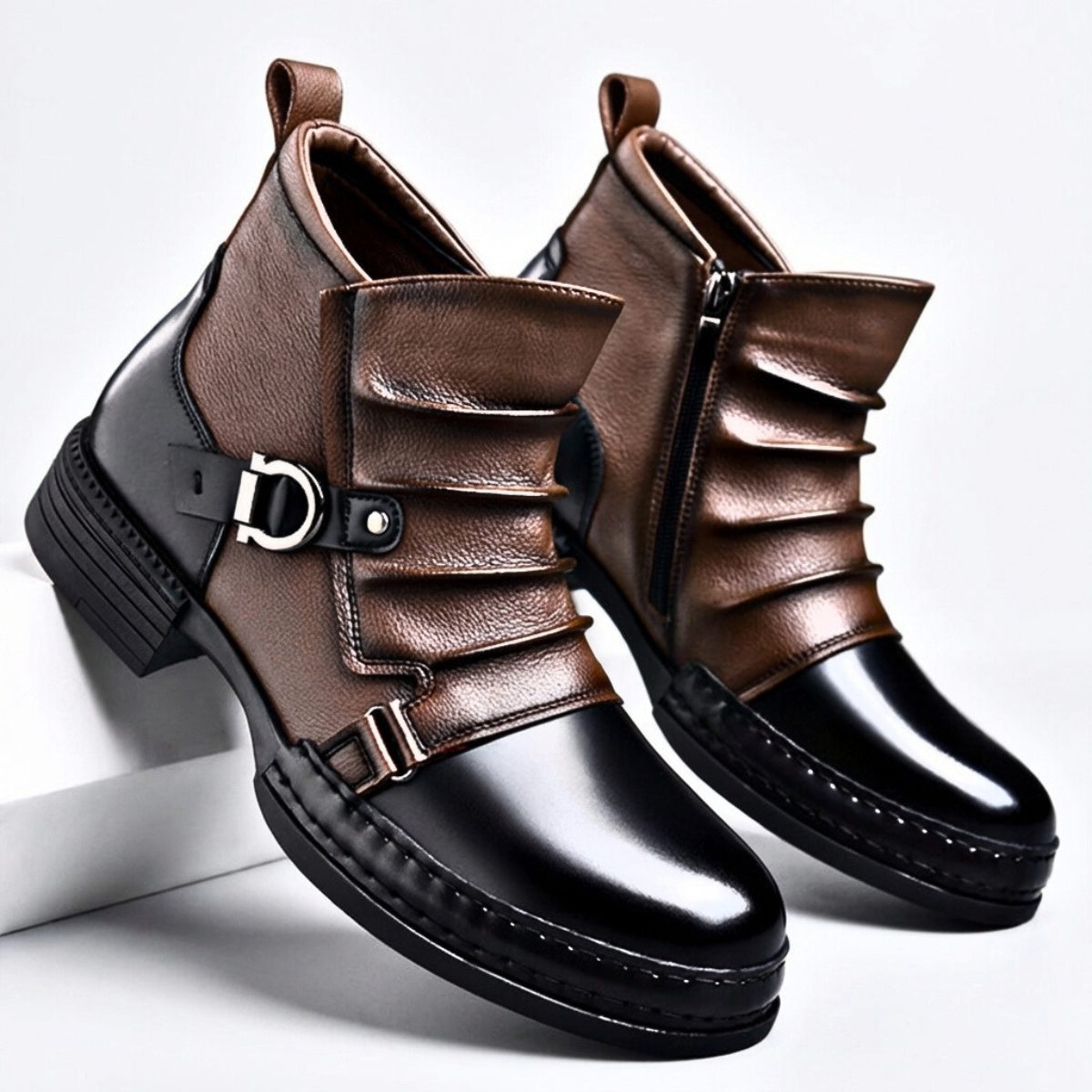 Alexandre - Bottines Boucle Zip Latéral