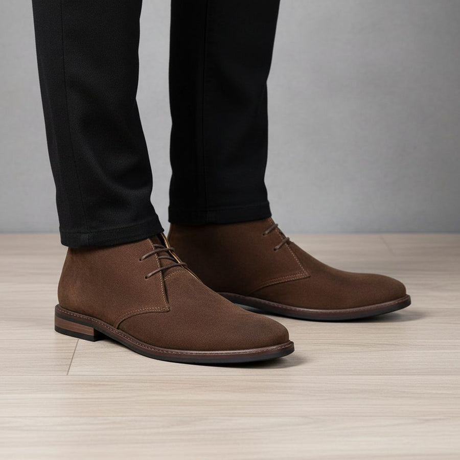 Bottines Homme en Suédine à Lacets Talon Bas