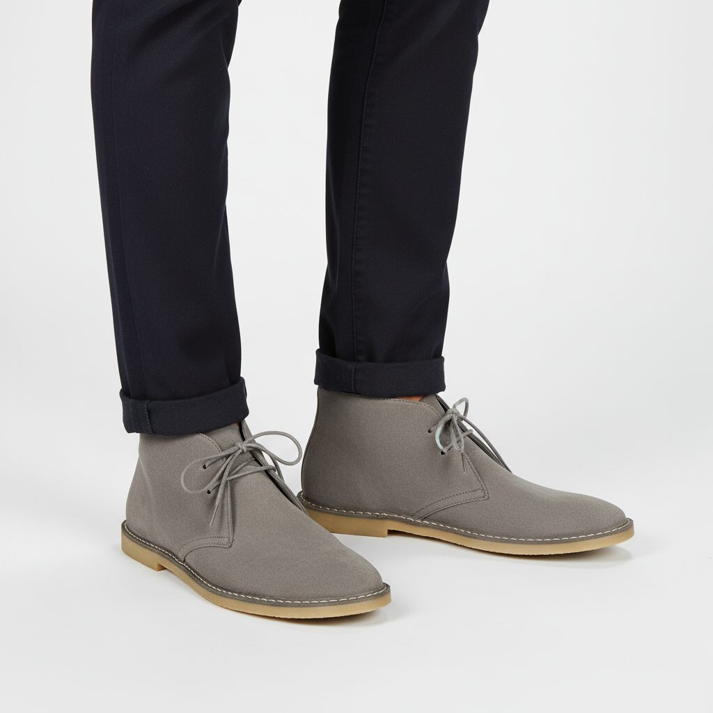 Bottines Homme en Suédine à Lacets - Gray Suede