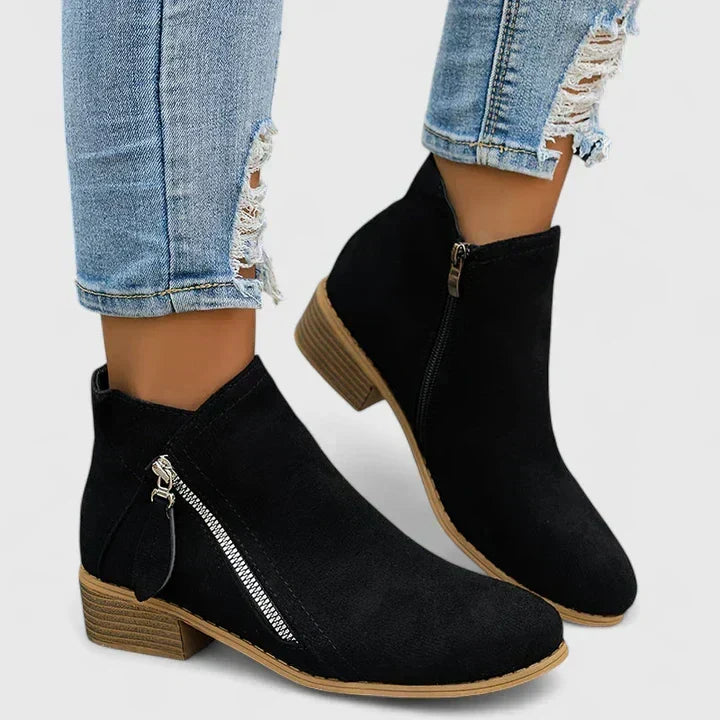 Bottines imperméables femme talon bloc zip