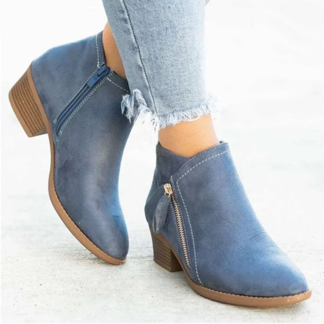 Bottines imperméables femme talon bloc zip