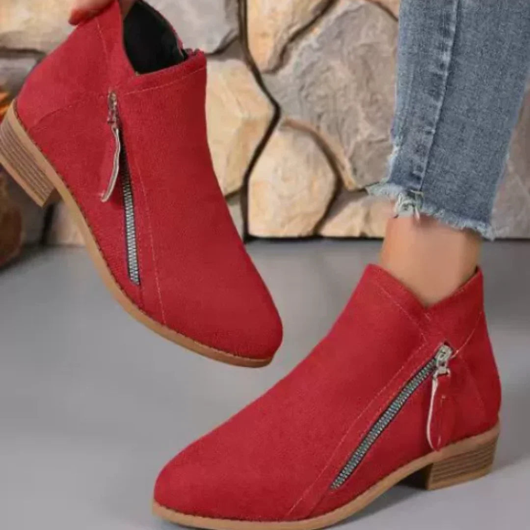 Bottines imperméables femme talon bloc zip