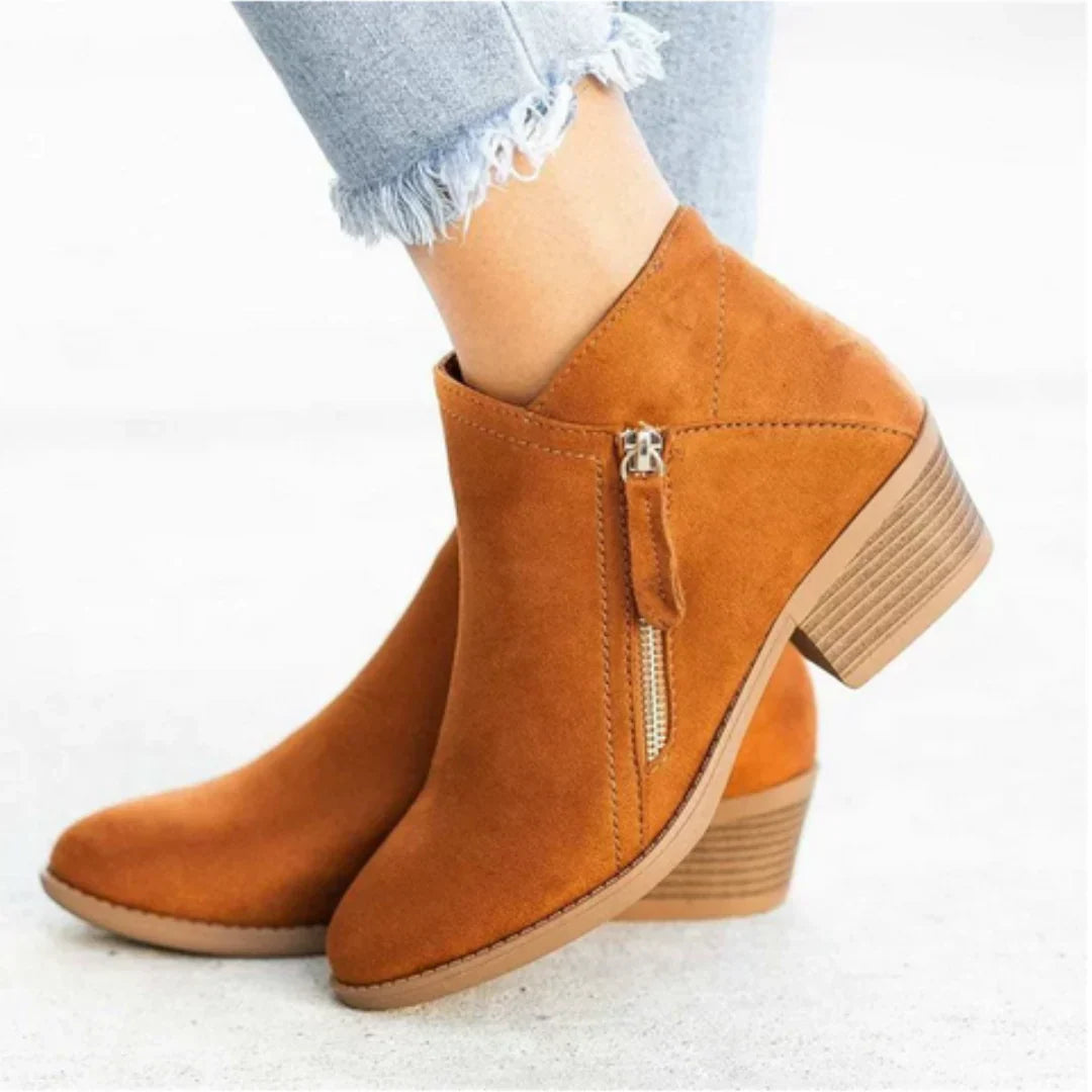 Bottines imperméables femme talon bloc zip