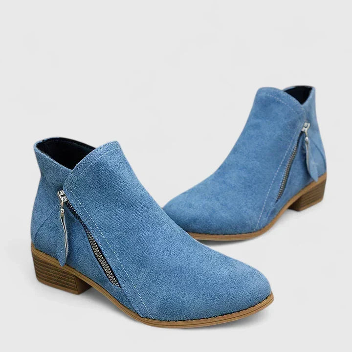 Bottines imperméables femme talon bloc zip