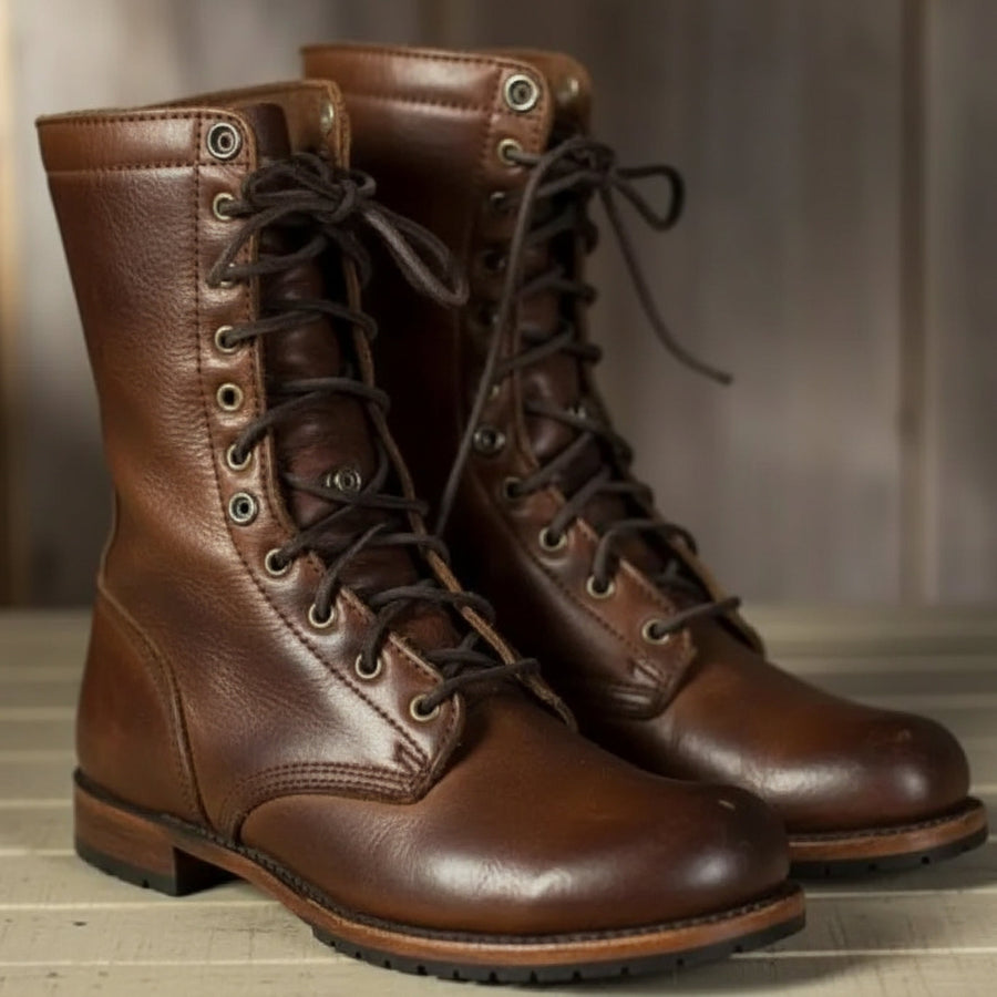 Bottines Lacets Femme Simili Cuir Talon Bloc Revers