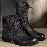 Bottines Lacets Femme Simili Cuir Talon Bloc Revers - Noir
