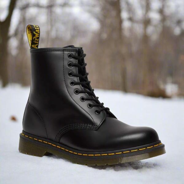 Bottines à lacets unisexe en similicuir - Noir