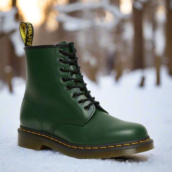 Bottines à lacets unisexe en similicuir - Vert
