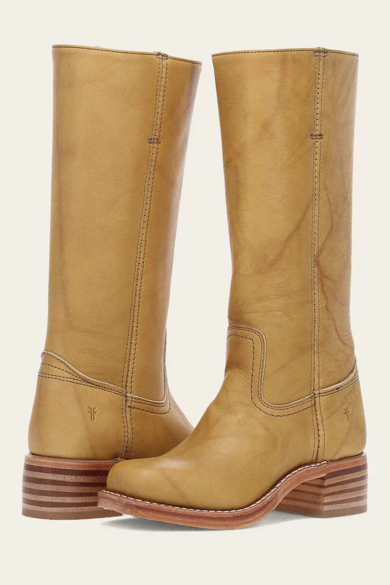 Bottines Mi-Hautes Femme Talon Bloc Cuir Style Western Surpiqûres Contrastées