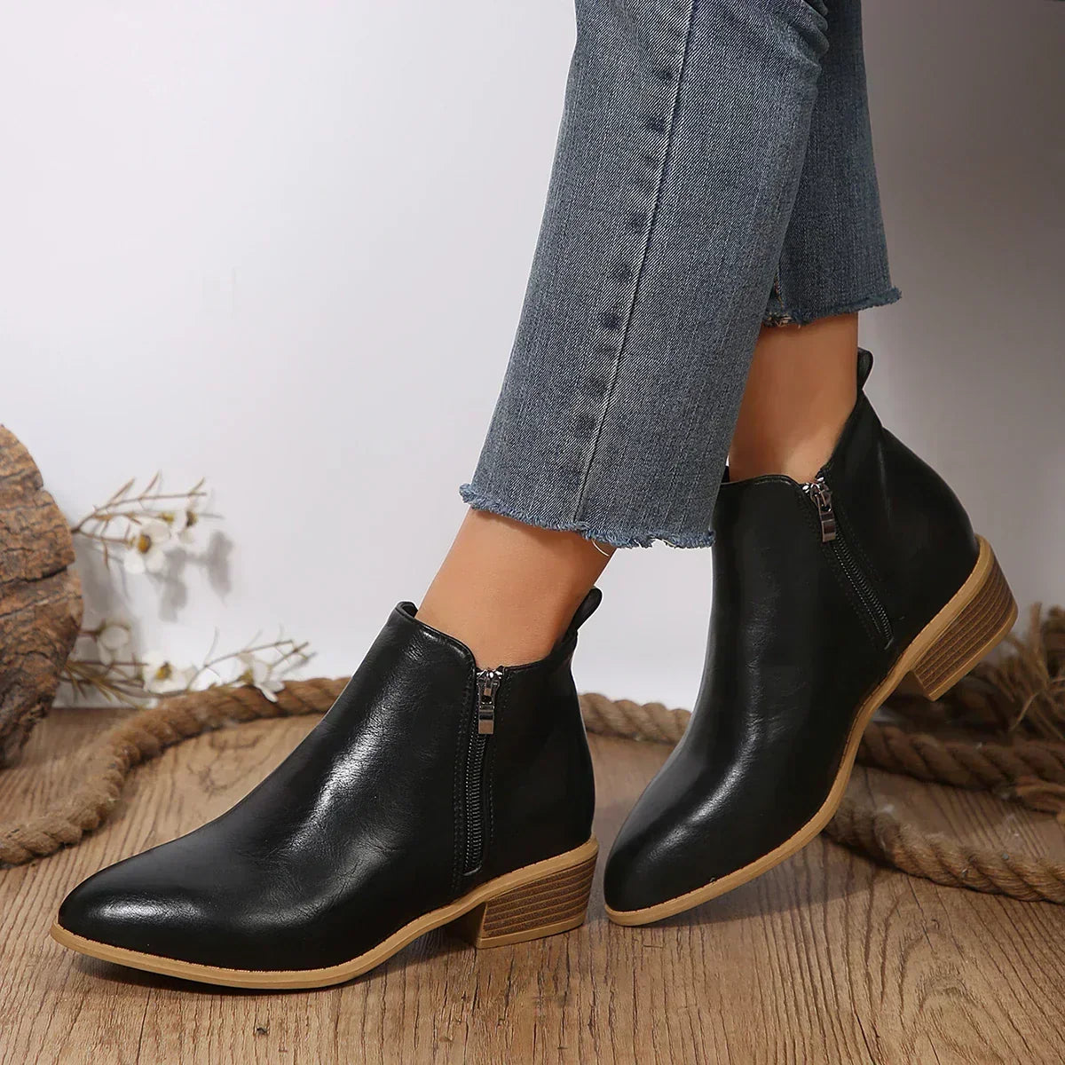 Bottines orthopédiques confort femme talon bloc - Noir