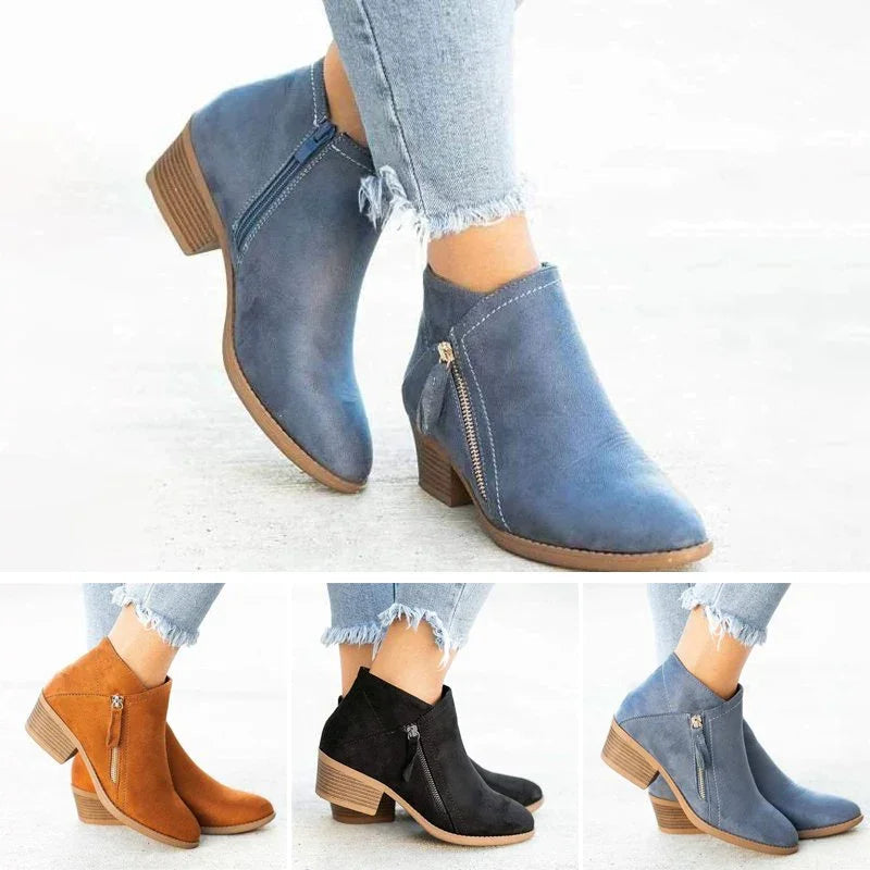 Bottines Orthopédiques Femme en Daim Plateforme Zip Confort