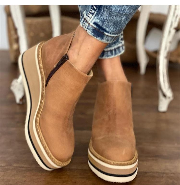 Bottines Plateforme Femme Semelle Épaisse à Enfiler