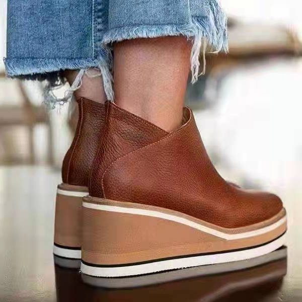 Bottines plateforme femme semelle épaisse à enfiler
