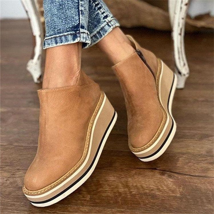 Bottines plateforme femme semelle épaisse à enfiler