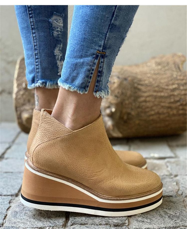 Bottines plateforme femme semelle épaisse à enfiler