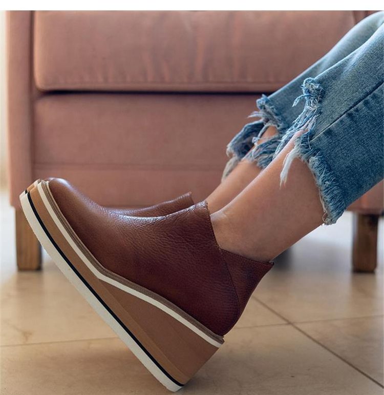 Bottines plateforme femme semelle épaisse à enfiler
