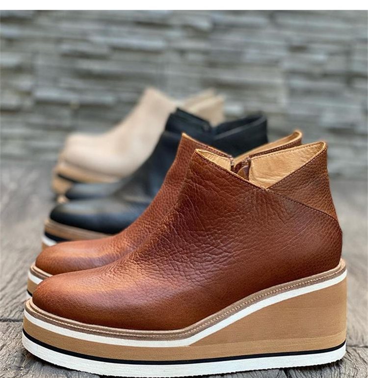 Bottines plateforme femme semelle épaisse à enfiler