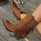 Bottines Santiag Femme Suédine à Franges