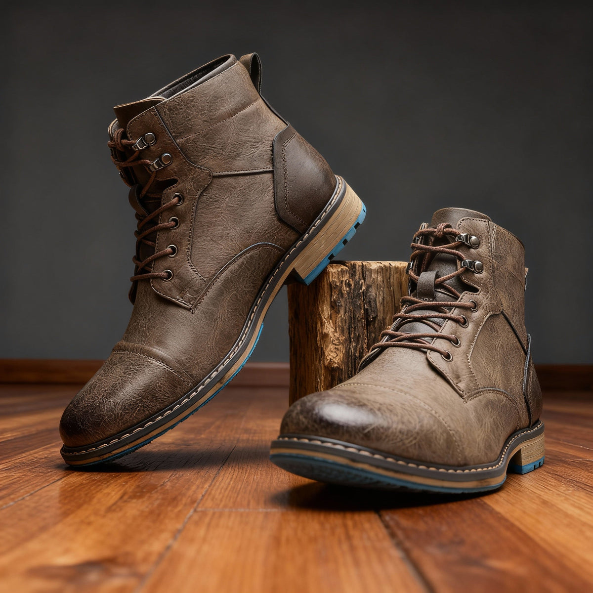 Bottines style militaire à lacets - Stone Taupe