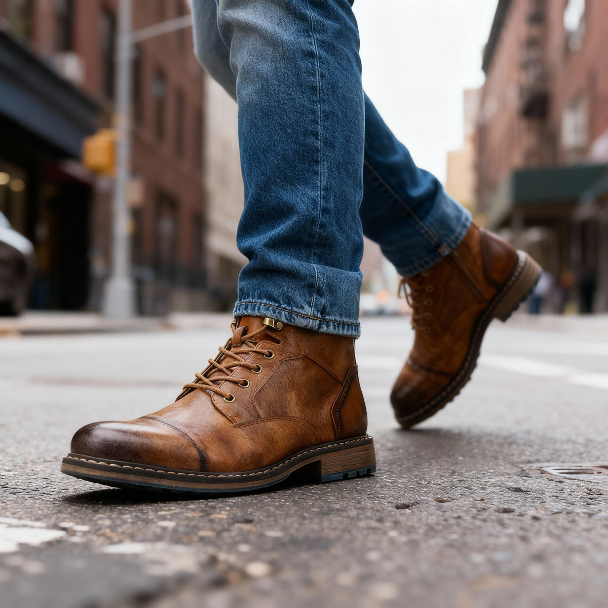 Bottines style militaire à lacets