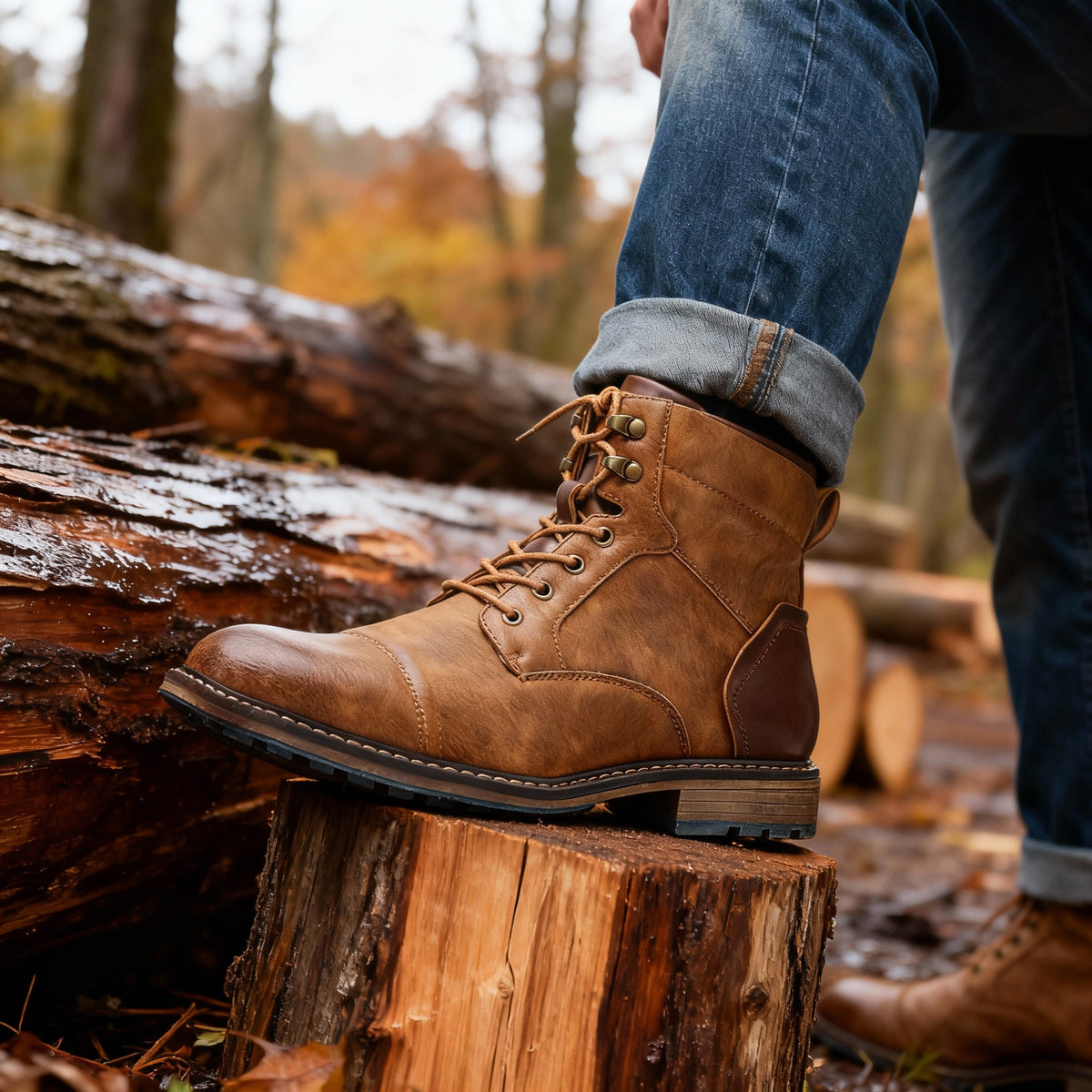 Bottines style militaire à lacets