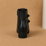 Bottines talon bloc détail feuille femme