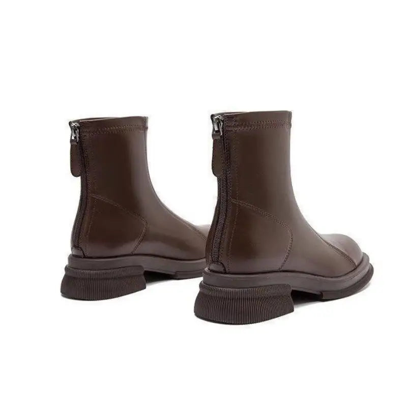 Bottines Talon Bloc Femme Plateforme Zip Dos
