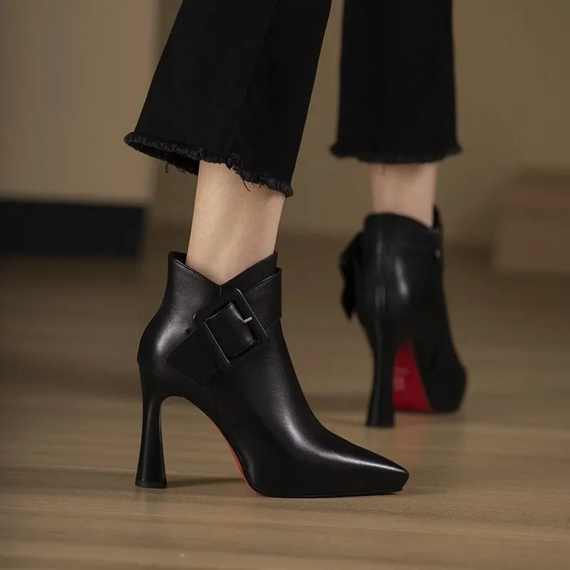 Bottines à talon boucle femme - Noir