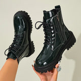 Bottines femme talon carré semelle crantée - Vert
