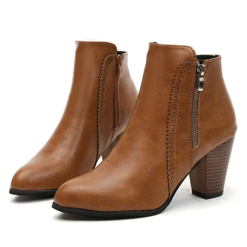 Bottines talon large zip femme